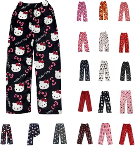 Pyjama Hose Schlafanzug Damen/kinder Pyjamas Hosen Lang Flanell Pyjama Hose Damen Schlafhose Anime Cartoon Kawaii Kuschelig Weich Couple Warme Flauschig Casual Home Lounge Schlafhose Herbst Winter