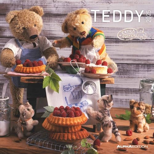 Alpha Edition - Teddy 2025 Broschürenkalender, 30x30cm, Wandkalender mit Platz für Notizen und Termine, schöne Teddy-Motive, Monatsübersicht und Ferientermine DE/AT/CH