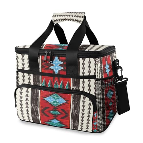 Kühltasche mit indischer Aztekengeometrie, isolierte Picknicktasche, große Lunchbox, wiederverwendbare Tragetasche, weiche Seiten, tragbar, Strandkühler, Lebensmittelgeschäft, Camping, Reisen für