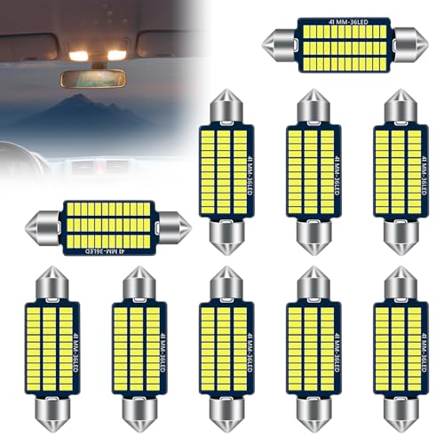 Baxcdyswe 10 Stück Innenraumbeleuchtung Auto, Innenraumbeleuchtung Birne Auto, mit 36 Lampenperlen, Plug and Play Auto Innenraum Leselampe Quelle, Weiße Licht
