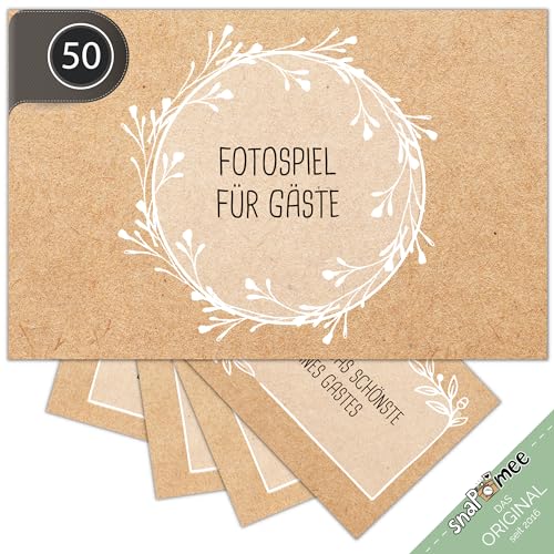 Fotospiel Hochzeit - Das Original von snaPmee - 50+4 Fotoaufgaben - Hochzeitsspiel für Gäste & Brautpaar (Kraftpapier)