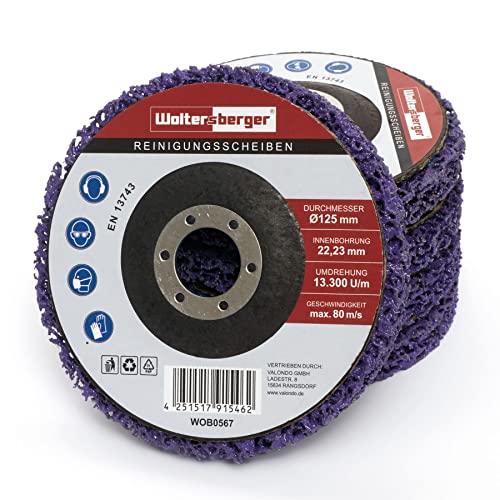 Woltersberger® 5 Stück Grob Reinigungsscheiben Ø125mm CSD Reinigungsvlies CBS Nylon Gewebescheibe Lila | purple für Winkelschleifer | Rostentferner für Flex