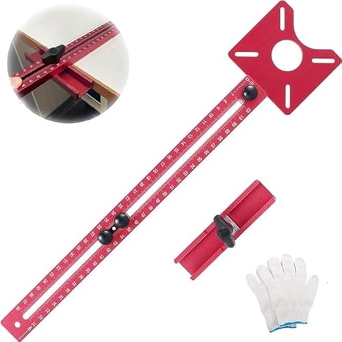 Saker 4-in-1 Oberfräsen-Fräsnutenhalterung, Saker Oberfräsen-Fräsnutenhalterung, verstellbares Schrankschablonenwerkzeug, Schrank-Hardware-Vorrichtung, Aluminium-Frästisch-Einlegeplatte for Holzbearbe