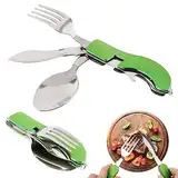 Campingbesteck Set Feldbesteck Camping Besteckset Geschirr 1 Person Gadgets Reisebesteck Picknick Zubehör Outdoor Besteck to Go für Unterwegs 4-in-1