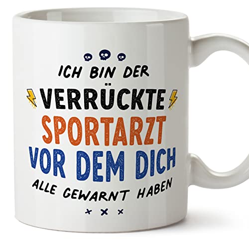 Mugffins Tassen/Becher mit Spruch für SPORTARZT - Auf Deutsch - Dich alle gewarnt haben - 11 oz / 330 ml - originelles und lustiges Geschenk Mitarbeiter
