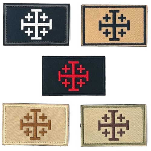Jerusalem-Kreuz, Tempelritter-flaggen-aufnäher, Kreuz, Taktischer Aufnäher, Klettverschluss Auf Der Rückseite, Zubehör Für Jacken, Hüte, Rucksäcke