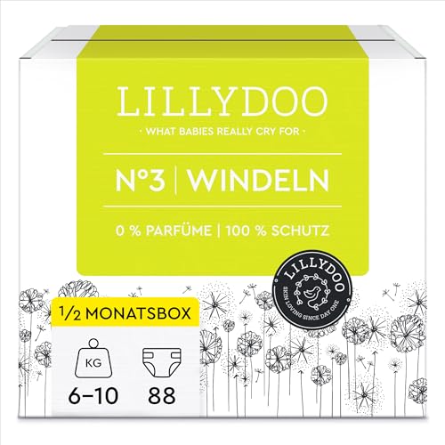 LILLYDOO hautfreundliche Windeln Größe 3 (6-10 kg), Halbmonatsbox (88 Windeln) (FSC-Mix)