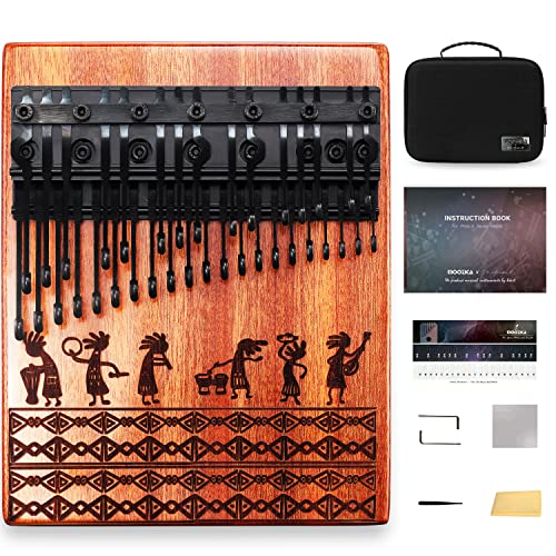 MOOZICA 36 Tasten Professionelle Chromatisches Kalimba, Doppellagiges Klavierlayout 36 Tasten Kalimba Daumenklavier, Fingerklavier mit massiver Mahagoniholzstruktur (BKA-36S)