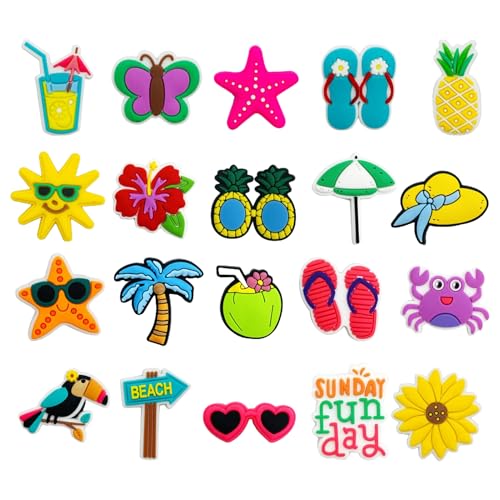 Strandtaschen- , 20 Stück Sommeranhänger aus Gummi mit Strandthema, niedliche und moderne PVC-Dekorationen, Outdoor-Zubehör, ideales Geschenk für Frauen, Mutter, und Freundin,