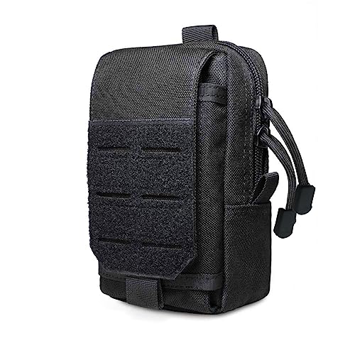 Tactical EDC Tasche, Molle Multifunktionale kleine Tasche, Gadget Organizer Handy-Halter Gürteltasche, Camping Wandern Radfahren Klettern Mit kompakter Tasche (SCHWARZ)