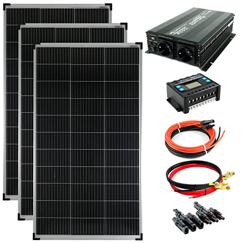 Komplettset 3x140 Watt Solarmodul 1500 Watt Wandler modifiziert Laderegler Photovoltaik Inselanlage