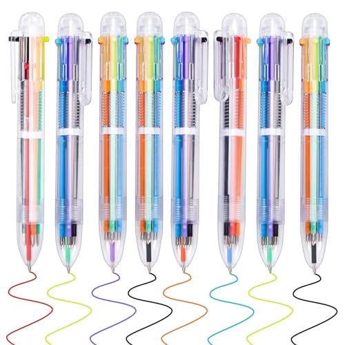 LAOYE 8er Mehrfarbiger Kugelschreiber 6in1 mehrfarbiger Stifte Multicolor Pen 6 Farben Kugelschreiber bunt Druckkugelschreiber für Büro Schulbedarf Studenten Kinder Krankenschwestern Geschenk