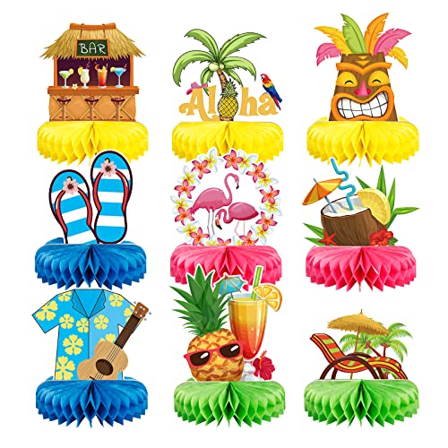 CHALA Hawaii Tischdekoration Bienenwaben Hawaii Party Deko Tiki Tischaufsätze Deko Hawaiianische Dekoration Luau 3D Partyzubehör Sommer Pool Party für Sommer Aloha Flamingo Deko Geburtstag Party