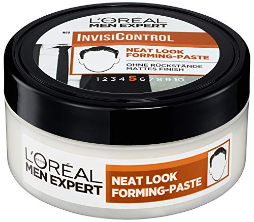 L'Oréal Men Expert Neat Look Forming Paste für Männer, Haar Styling Wax für gepflegte und natürliche Haarstylings, Herren Haarwachs Pomade für ein mattes Finish, InvisiControl, 1 x 150 ml