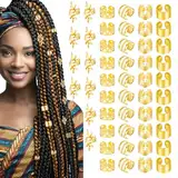 Tyqour 50 Stück Dreadlocks Haarschmuck, Metall Hair Accessories, Gold-Haarschmuck für Zöpfe, Ringe Clips Haarringe, Zopfschmuck mit Goldenen Anhängern, Haaranhänger für Frauen