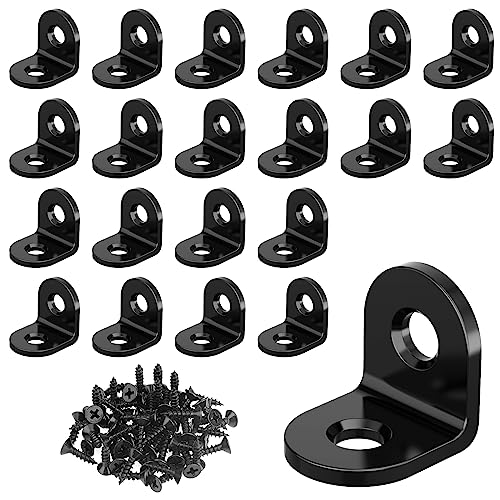 VOCIBO® 20 Stück Winkelverbinder Schwarz, Metallwinkel 90 grad 20X20mm Edelstahl, Winkel klein Mit Schraube für Anbau Winkel Bracket Möbel Tabelle Stuhl Bücherregal