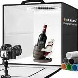 DUCLUS Fotobox zum Produktfotografie, 50x50x50cm Faltbare Fotostudio Set mit 216 LED Beleuchtung und 6 PVC Hintergründe für Schmuck-/Handwerks-/Kleinobjektfotografie