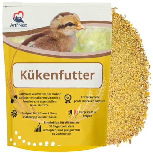 AniNat Kükenfutter, Erstlingsnahrung mit Vitaminen, Proteinen, Mineralien und ätherischen Ölen. Kükenstarter ohne Antibiotika und OHNE GENTECHNIK. Geeignet ab der Geburt. (1800g)