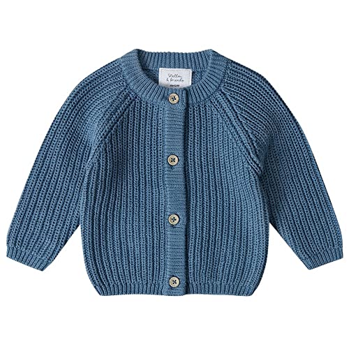 Stellou & friends Cardigan-Strickjacke für Mädchen und Jungen | Hochwertige Baby-Kleidung aus 100% Baumwolle | Gr. 86/92 - Ozeanblau