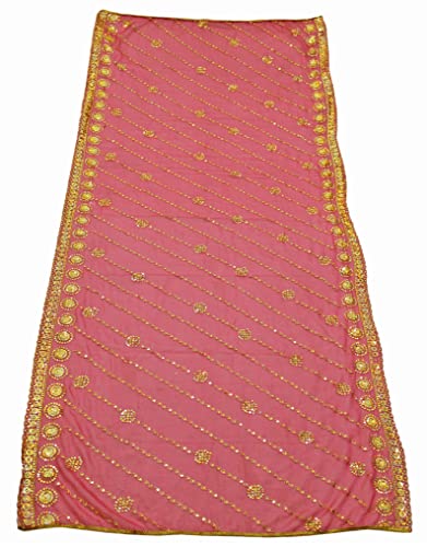 PEEGLI Vintage Rosa Dupatta Blumenhalswickel Georgette Schal Indische Frauenschals