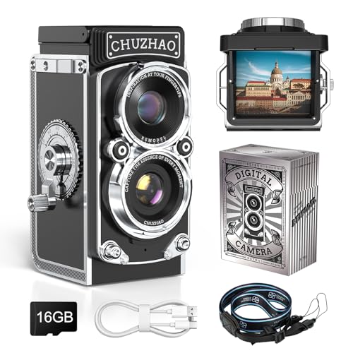 Retro Mini Digitalkamera, CHUZHAO 1080P FHD Video 12MP Autofokus Retro Kamera mit 16G Karte Doppelfilter Fotokamera, USB Kompakt Vintage Digitalkamera für Anfänger Teenager Kinder Erwachsene