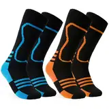 CityComfort Skisocken Set Kinder Wintersocken Snowboard Warme Thermo Funktionssocken Wintersport 5er oder 2er Pack 3-9 Jahren (31-36 EU, Schwarz-2 Pack)
