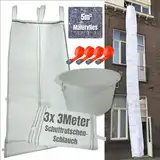Schuttrutsche 9m | Flexible 3X 3m Schläuche, hohe Stabilität, einfache Installation | Bauschuttrutsche inkl. Einfülltrichter, 5m³ Malervlies und 4 Spanngurt optimales Set