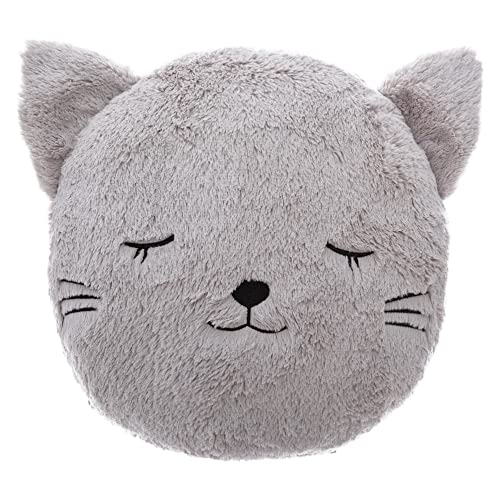 Atmosphera - Kinderkissen Katze - Kunstpelz - D28 cm - Grau