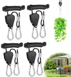 ZLLZPZD 4 Stück Seilratsche 26ft/8M Abspannseil Verstellbarer Flaschenzug Seil für Sonnensegel Winddichtes Outdoor Vorzelt Sturmband Camping Befestigung Spannseile mit Haken,4mm Nylonschnur Zeltschnur