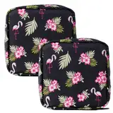 2 Stück Flamingo-Taschen, Aufbewahrungstasche für Damenbinden, süße Cartoon-Aufbewahrungstasche, Badezimmer-Aufbewahrungstasche für Mädchen, praktische Tasche, Aufbewahrungszubehör