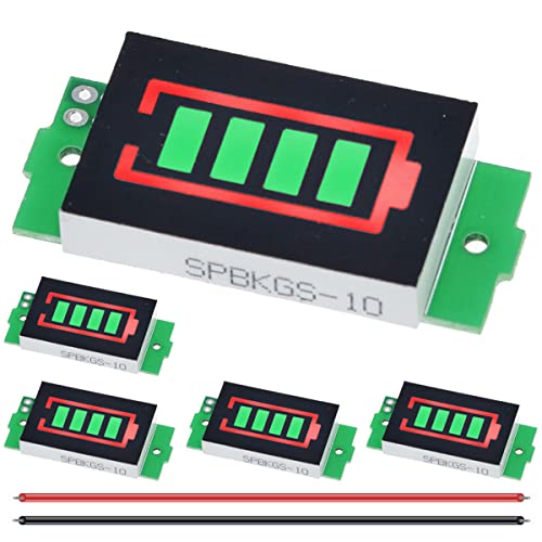 DAOKAI 5 Stück 1/2/3/4/5/6/7/8S Lithium-Batterie-Kapazitätsanzeigemodul 3,7 V grüne Batteriekapazität LED-Anzeigetafel für Heimwerker mit 26 AWG-Draht