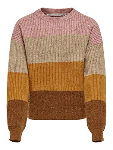 KIDS ONLY Mädchen Kogsandy L/S Stripe Knt Noos Pullover, Dusty Rose/Stripes:pumice Stone Mel/Pumpkin Spice Mel/Tortoise Shell, 134 EU