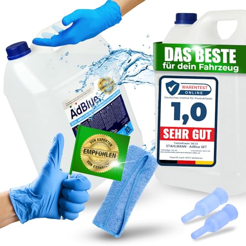 Stahlmann® 2x 10 L Adblue inklusive Ausgießer – Ad blue inkl. Mikrofasertuch - Adblue 10 l für diesel ISO 22240 – Ad Blue 20 l MADE IN GERMANY