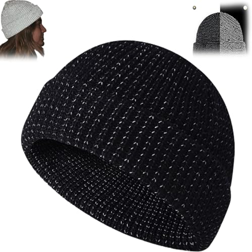 CRTZHA Flex Mütze 2.0 - Unisex, Flex Mütze Reflektierend, Reflektierende Mütze, Flex Hat, Flex Mütze, Flex Mütze 2.0, Weflexus Reflective Hat (Einheitsgröße,Black)