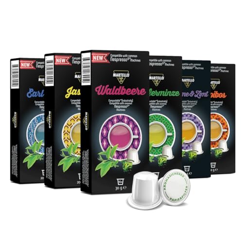 PROBIERSET 4-60 Teekapseln - NUR FÜR NESPRESSO®* Maschinen KOMPATIBEL - Kapseln 100% industriell kompostierbar - Frische, aromatische Blätter