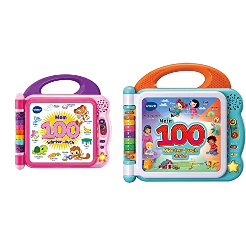 VTech Baby Mein 100-Wörter-Buch pink – Interaktives Bilderbuch zum Lernen erster Wörter– 2-5 Jahren & Baby Mein 100-Wörter-Buch: Orte– Für Kinder von 2-5 Jahren