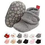 EDOTON Unisex-Baby Neugeborenes Fleece Booties, Schneestiefel Weiche Sohlen Streifen Bootie Kleinkind Stiefel Niedlich Stiefel Socke Einstellbar