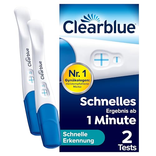 Clearblue Schwangerschaftstest Schnelle Erkennung, 2x Pregnancy Test, über 99 % zuverlässig mit FloorguardTM Technology, Ergebnis innerhalb von 1 Minute