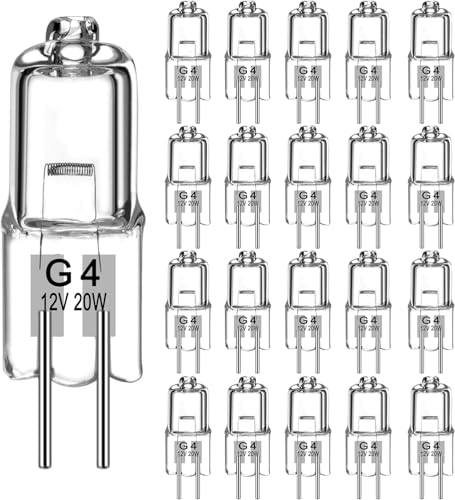 Jewan G4 Halogenlampen(20 Stück) Halogen Leuchtmittel 12v 20w 280lm 2800k Warmweiß Dimmbar Halogen Stiftsockellampe Für Dunstabzugshauben Küchen Schlafzimmer Wohnzimmer