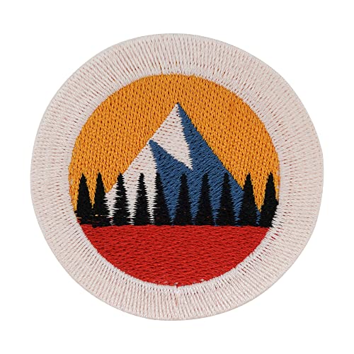 Finally Home Kleiner Berge Patch zum Aufbügeln | Vintage Berg Patches Mini Baum Bügelbild Wald Aufbügler Bäume Aufnäher Wanderer Outdoor Bügelpatch