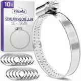 Filzada® 10x Schlauchschellen Edelstahl 50-70 mm - Schlauchklemme - rostfreie Schraubschelle - Schlauchschelle für Pool, Waschmaschine uvm - Schlauchklemmen Set - Schellen Set