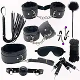 10 Pcs Sklaven Fesseln Sex Spielzeug für Liebespaar Frauen und Männer im Bett 10 Stücke in Schwarz Adult Sex Tools Bondage Ladies Xmas Valentine's Gift (Schwarz)