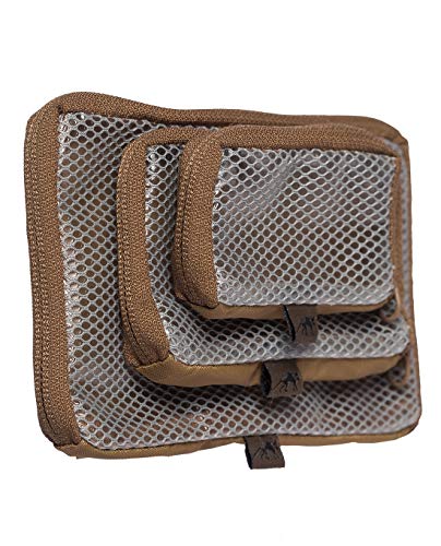 Tasmanian Tiger TT Mesh Pouch Set VL Rucksack Organizer Mesh Zusatz-Taschen Set in 3 Größen mit Klett-Rückseite (Coyote Brown)