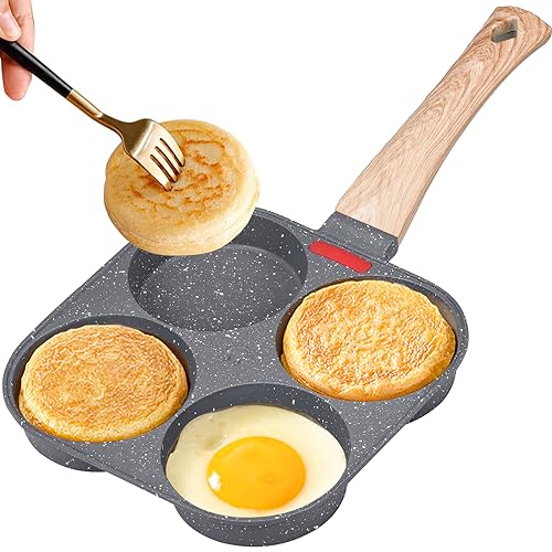 GUALESA 4 Intervalle Spiegeleipfanne, Aluminium Pancake Pfanne Antihaft Pfannkuchenpfanne Outdoor-Camping-Eierpfanne Haushaltspfannkuchenpfanne