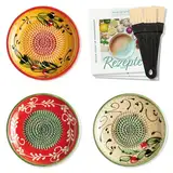 evergrate Keramikreibe 3er Verschenkset - Juan, Fernando, Duna mit Küchenpinseln und Rezeptheften
