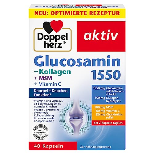 Doppelherz Glucosamin 1550 + Kollagen + MSM + Vitamin C - als Beitrag zur normalen Kollagenbildung für eine normale Knorpelfunktion - 40 Kapseln