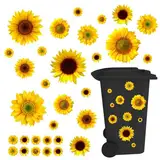 XQMMGO Sonnenblumen wasserfest sticker, Wetterfest Sonnenblumen Deko Sticker, Sticker Blumen, Selbstklebender Sonnenblumen Aufkleber, Mülleimer Kühlschrank Wand Tür (D365)