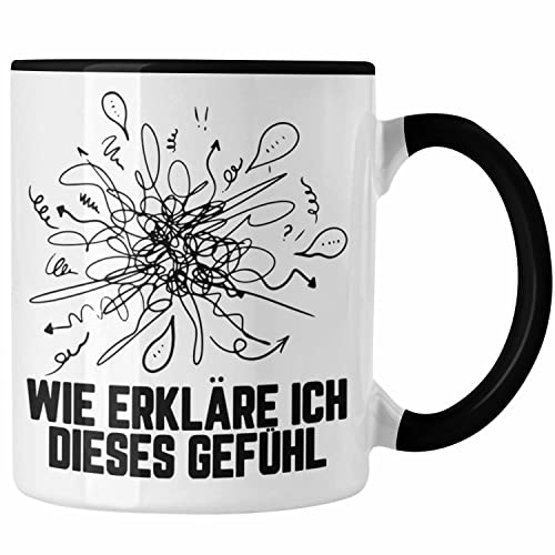 Trendation - Psychologie Tasse Geschenk Therapeut Therapeutin Psychologe Lustiger Spruch Studium Studentin (Schwarz)