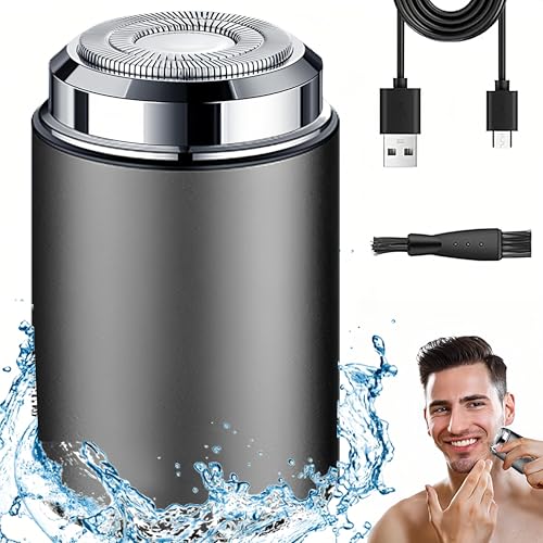 Cikoume Elektrorasierer Herren, Wasserdichter Multifunktionaler Elektrischer Rasierer, Tragbarer Stumm Waschbar Mini Elektrorasierer, Tiefenreinigung Shaver Men, Grau