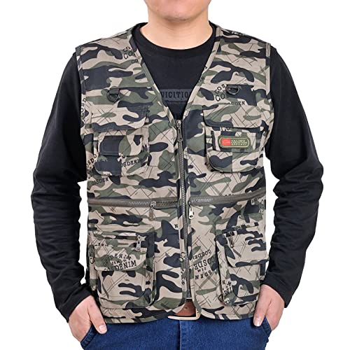 FASLOLSDP Herren Sommer Outdoor Weste mit Vielen Taschen Multifunktionsweste Für Jagd Angeln Camping Ärmellos Jacke Fotografie Wandern Weste Freizeit Herrenwesten Ärmellos Jacke 2024